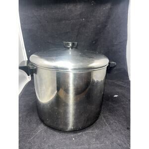 Vintage Revere Ware 8 QT Stock Pot Pan Silver Bottom Stainless & Lid Clinton IL